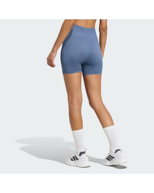 Adidas Blue Workout Essentials 4 Inch Leggings Knit