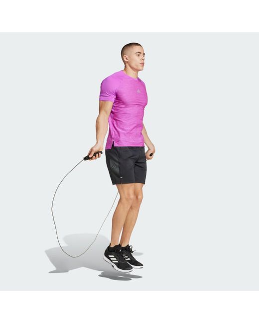 Adidas Purple Gym+ Training 3-Stripes T-Shirt for men