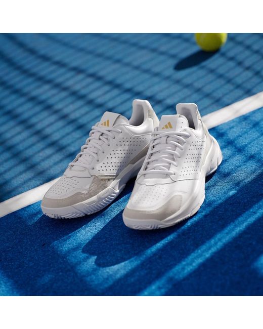 Adidas White Courtjam Control 3 Premium Tennis Shoes