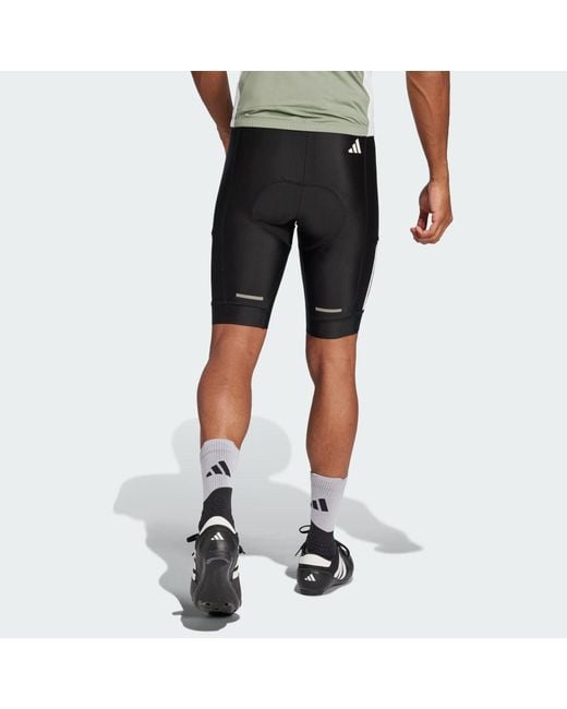 Adidas Black Essentials 3-Stripes Padded Cycling Shorts for men