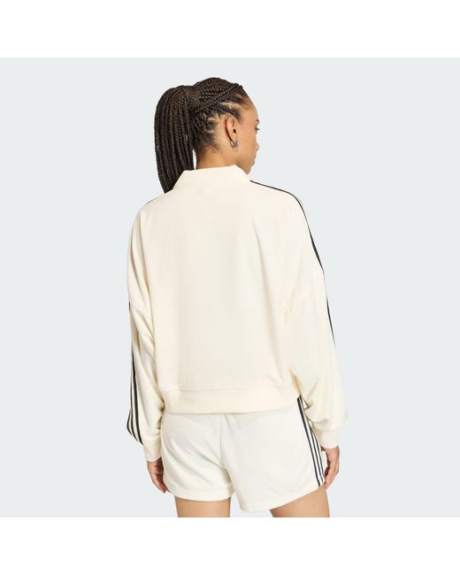 Adidas Originals Natural T-Shirt Adidas Terry Towel V Neck Long Sleeves Polo Shirt