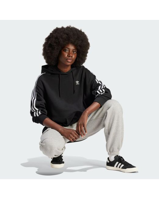 Adidas Originals Black Adicolor 3-stripes Oversized Hoodie