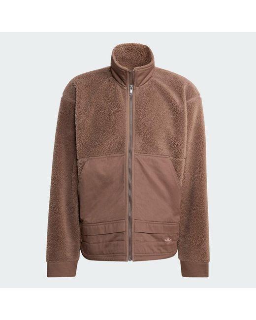 Adidas Brown Premium Essentials Polar Fleece Full-Zip Jacket for men
