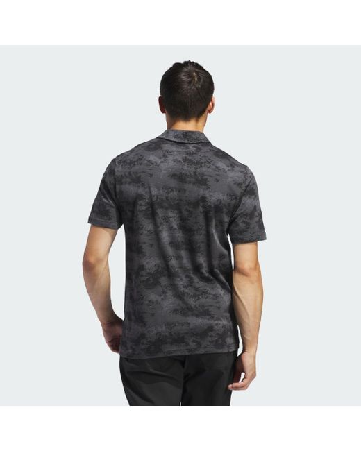Adidas Black Go-to Printed Mesh Polo Shirt for men