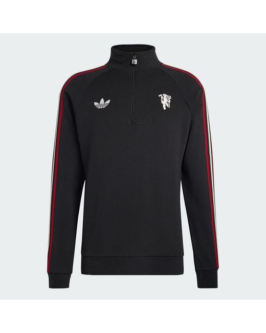 Adidas Black Manchester United Originals Half Zip Top for men