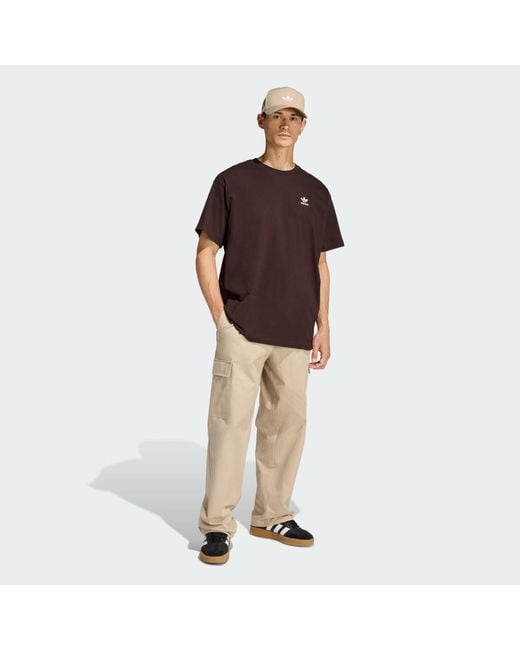 Adidas Brown Trefoil Essentials Oversized T-Shirt for men