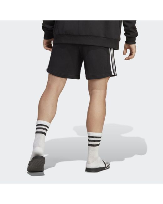 Adidas Black Essentials Fleece 3 Stripes Shorts for men