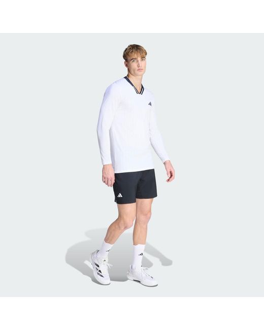 Adidas White Tennis Climacool Long Sleeve Top for men