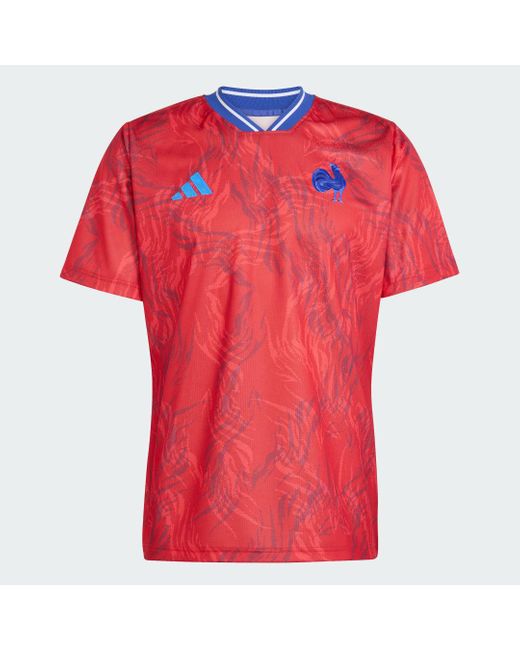 Adidas Red France Rugby Prematch Jersey for men