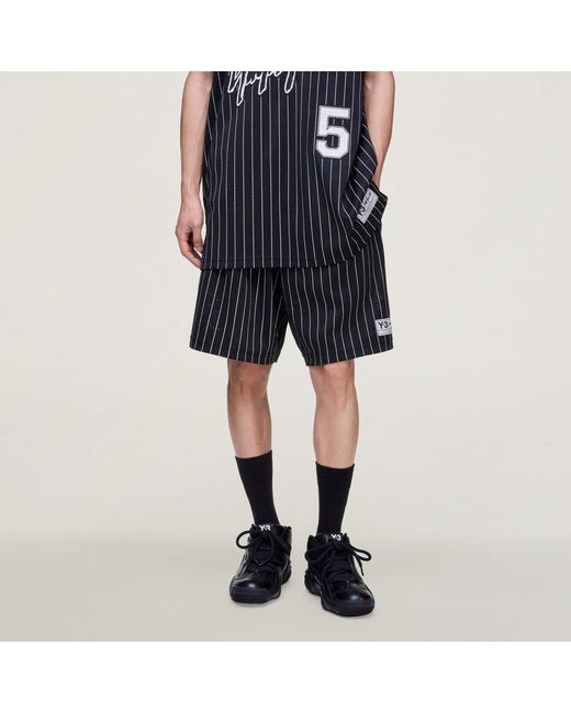 Adidas Blue Y-3 Mesh Pinstripe Shorts