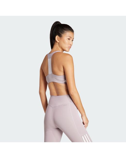 Reggiseno sportivo Powerimpact Training Medium-Support 3-Stripes di Adidas in Pink