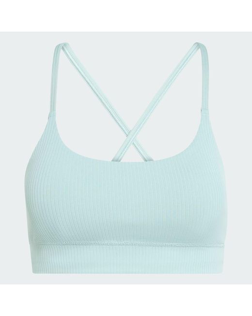 Adidas Blue All Me Light Support Rib Bra Long Line Bra