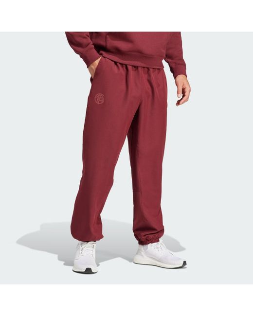 Adidas Red Fc Bayern Lfstlr Woven Tracksuit Bottoms for men