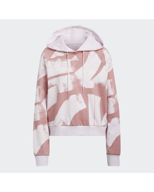 Adidas Pink Essentials Print Relaxed Hoodie