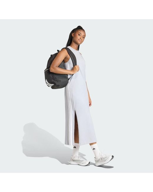 Adidas White Essentials 3-Stripes Long Racerback Dress
