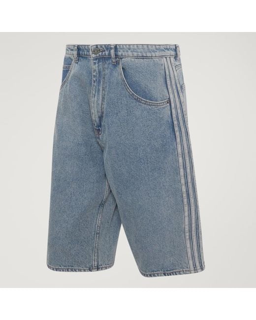 Adidas Blue Firebird Adicolor Denim Jorts Mid-Rise Straight Leg for men