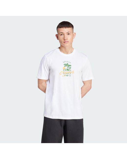Adidas White Originals Leisure League Logo T-Shirt for men