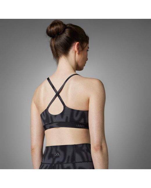 Adidas Gray All Me Light-Support Printed Bra