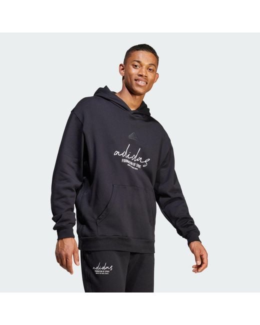 Adidas Blue Brand Love French Terry Hoodie for men