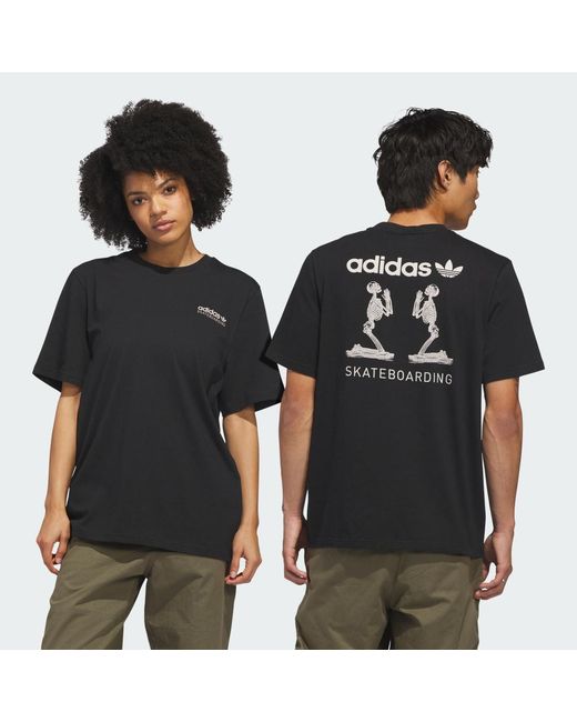 Adidas Black Skateboarding Skeletons T-Shirt