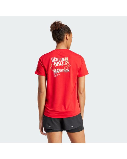 T-Shirt Berlin Half Marathon Event di Adidas in Red