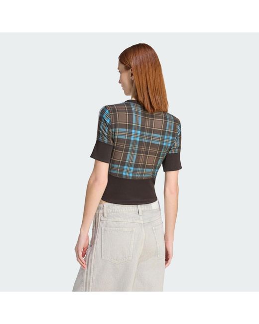 Adidas Multicolor Checked V-Neck Shirt With Buttons