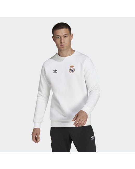 Sudadera cuello redondo Essentials Trefoil Real Madrid adidas de hombre de  color Blanco