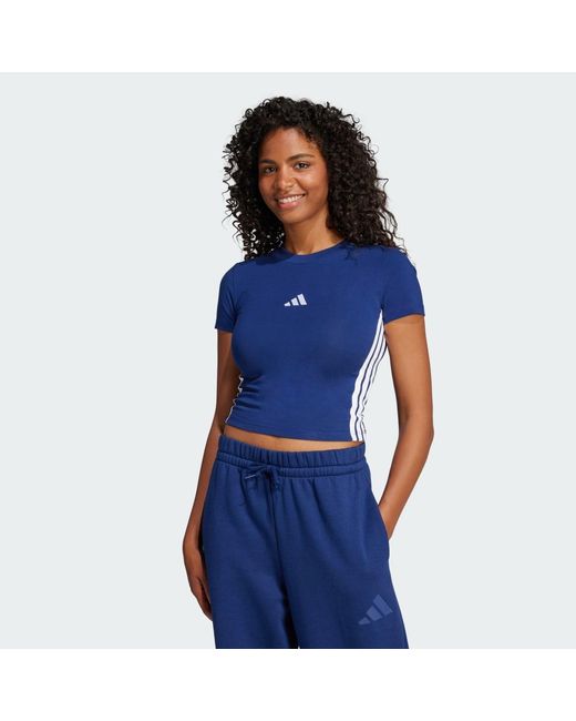 Adidas Blue Essentials 3-Stripes Slim Baby T-Shirt