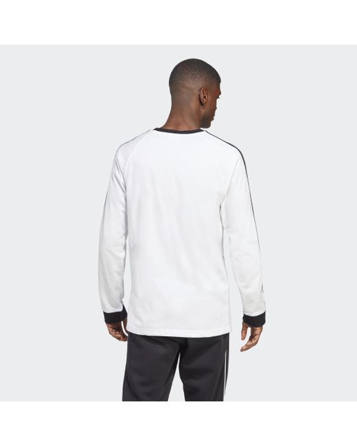 Adidas White Adicolor Classics 3-Stripes Long Sleeve Long-Sleeve Top for men