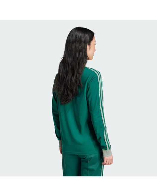 Camiseta Manga Larga Adicolor Regular 3 Bandas Adidas Originals de color Green
