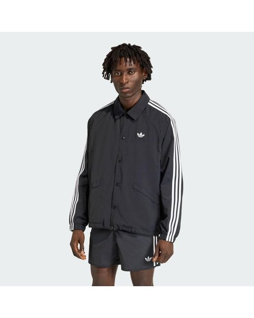 Adidas Black 3-Stripes Coach Jacket for men