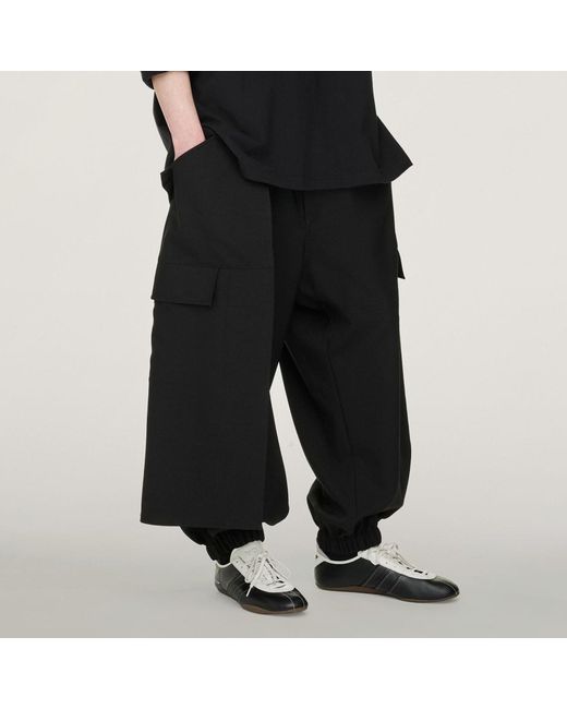Adidas Black Y-3 Sport Uniform Cuffed Cargo Trousers for men