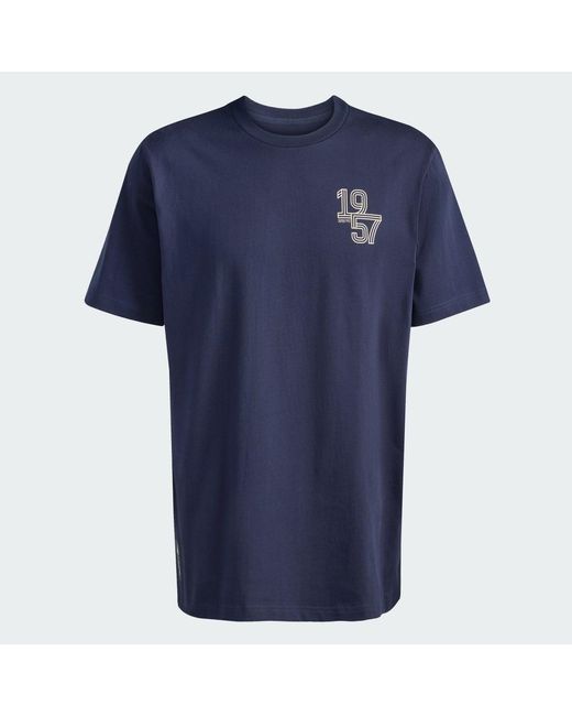 Adidas Blue Real Madrid Heritage Heavy Cotton T-Shirt for men