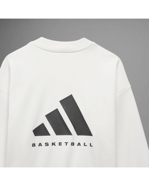 Adidas White Basketball Crew Sweatshirt