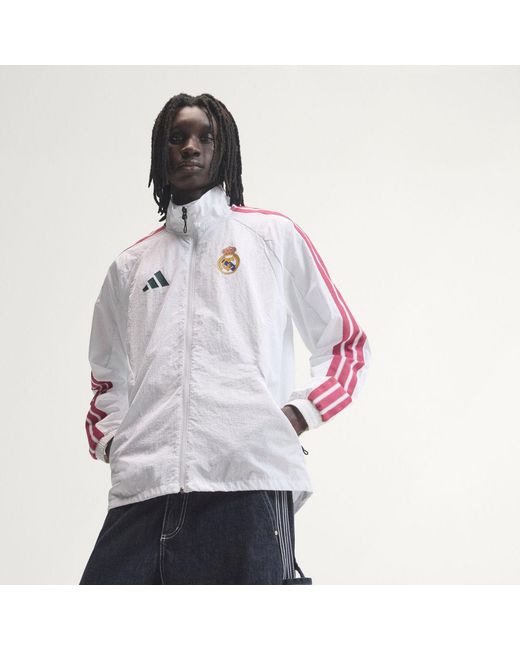 Adidas White Real Madrid Home Anthem Jacket for men