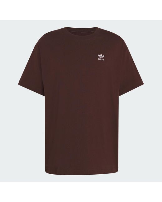 Adidas Brown Trefoil Essentials Oversized T-Shirt for men