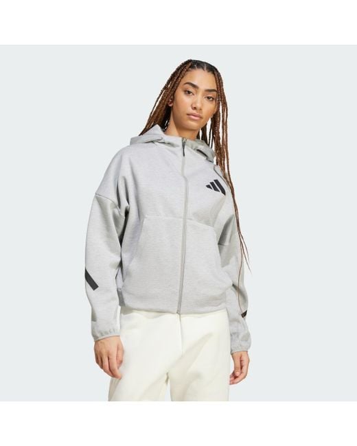 Adidas Gray Z.N.E. Full-Zip Hoodie