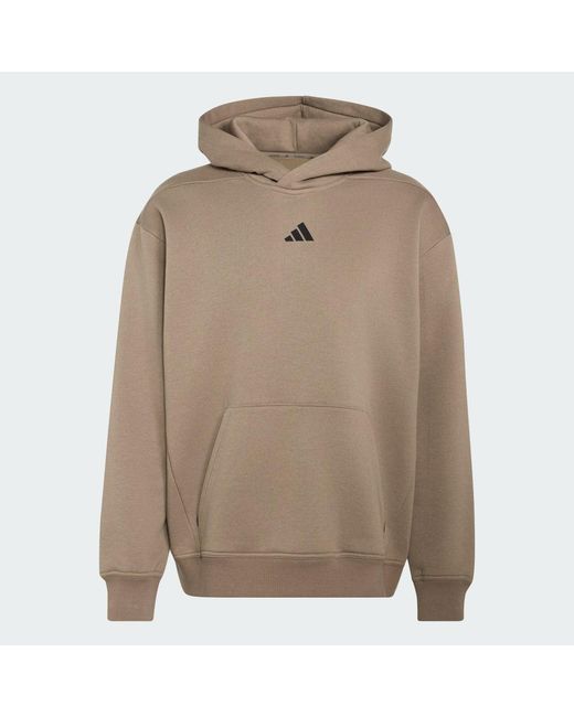 Adidas Brown Primelift Workout Oversize Hoodie for men