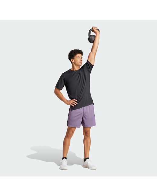 Adidas Pink Train Essentials Piqué 3-Stripes Training Shorts for men