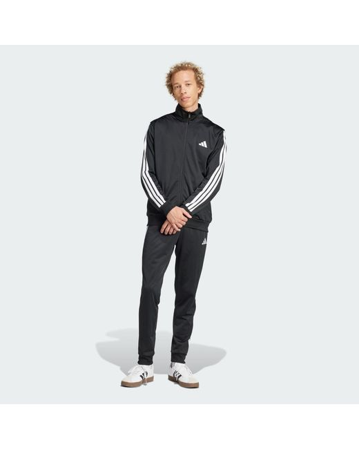 Adidas Black Basic 3-Stripes Tricot Track Suit for men