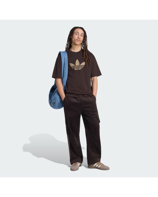Adidas Black Adicolor Cord Cargo Trousers for men