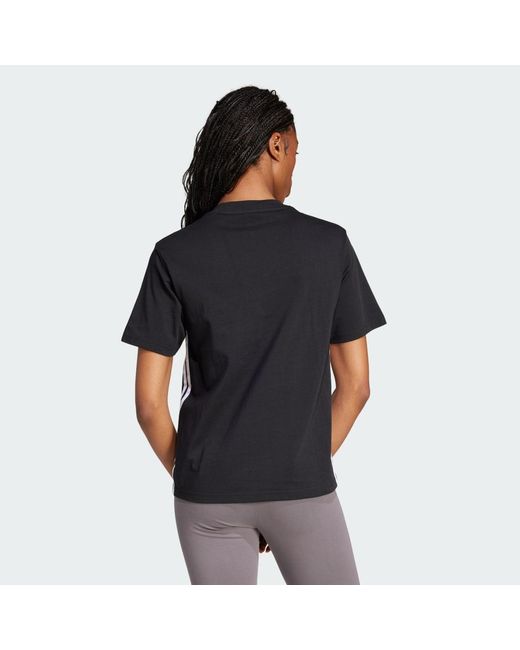 Adidas Black Essentials 3-Stripes Cotton T-Shirt