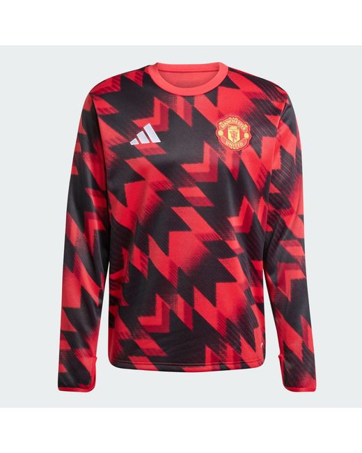 Adidas Red Manchester United 25/26 Pre-Match Warm Top for men