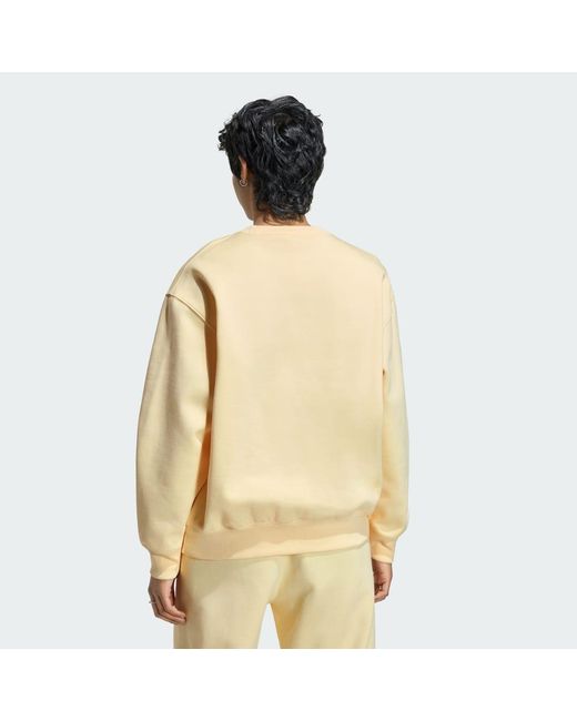 Adidas Yellow Essentials Crew Long Fleece Os Sweatshirt