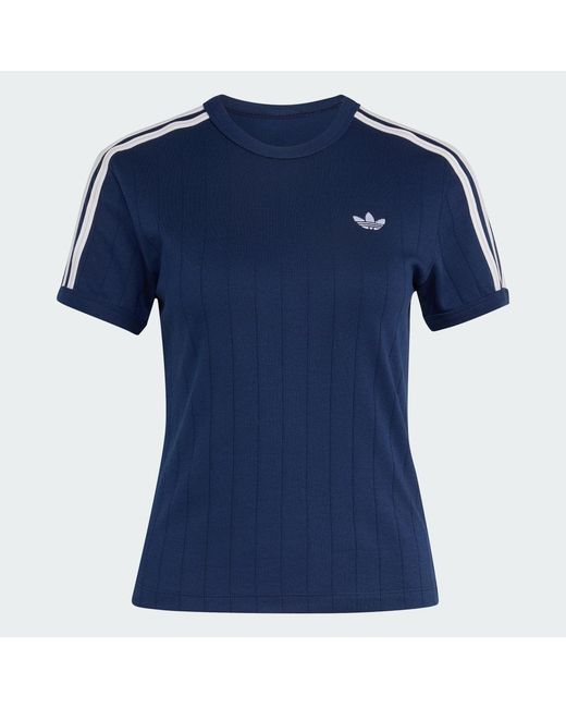 Adidas Blue Pinstripe Short Sleeve Slim T-Shirt
