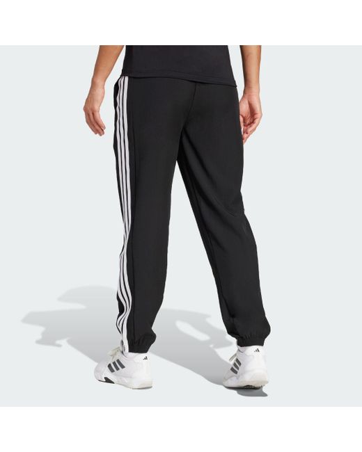 Adidas Black Train Essentials 3-Stripes Woven Joggers