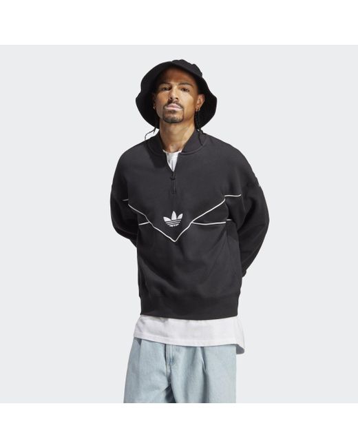 Adidas Black Adicolor Seasonal Archive Half-Zip Crew Sweatshirt for men