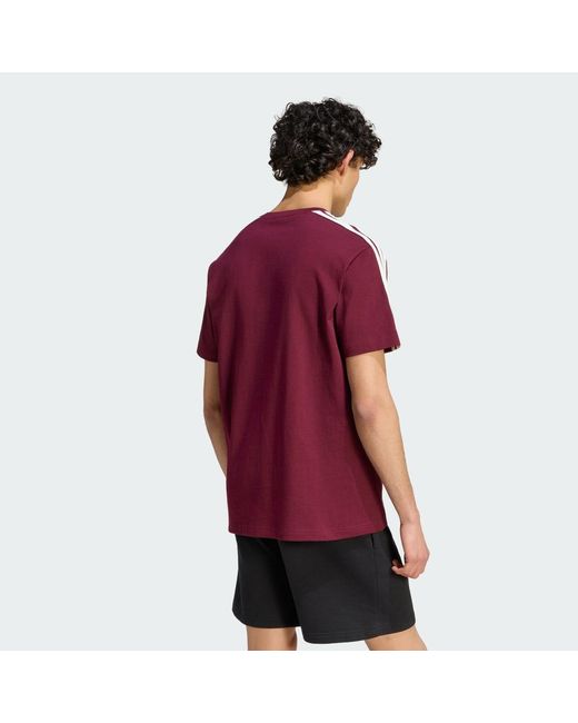 Adidas Red Kit 3-Stripes Regular T-Shirt for men