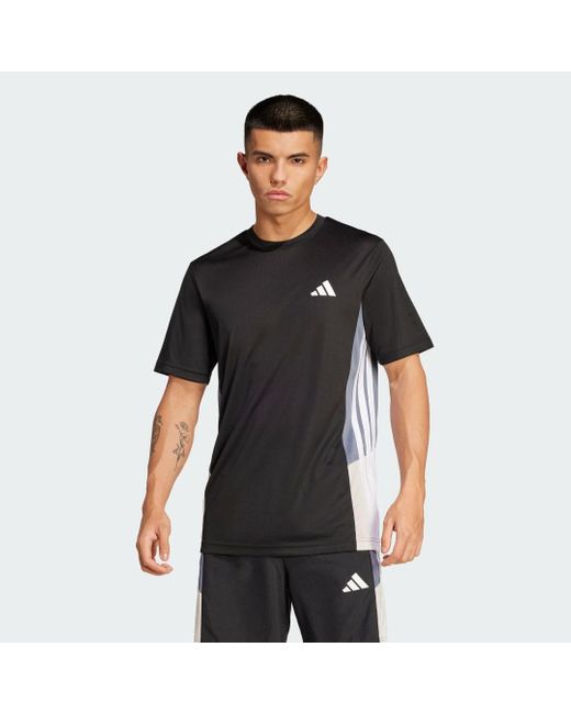Adidas Originals Black Train Essentials Seasonal Colorblock Tee for men