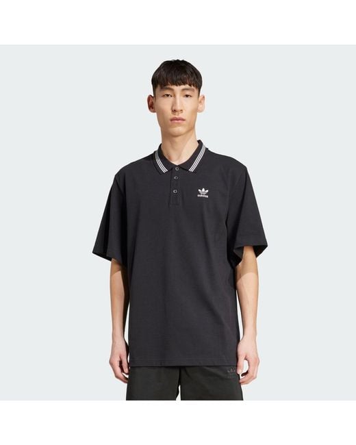 Polo Holgado Adicolor Adidas de hombre de color Black